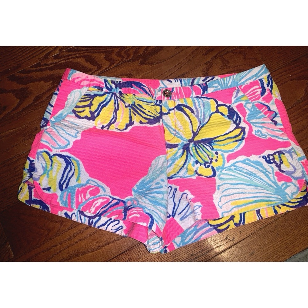 LILLY PULITZER ADIE Swept by the Tides Floral Shorts 6 EUC